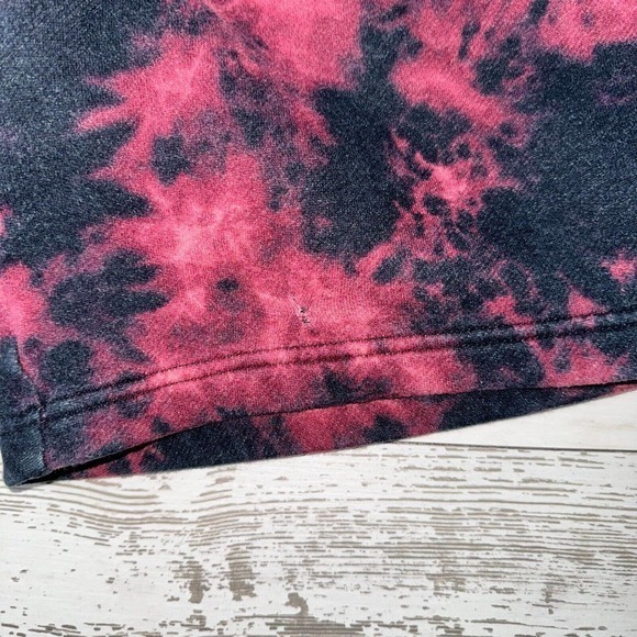 Abercrombie Mens Black Red Elastic Waist Shorts Drawstring 2 Pockets Tie Dye - Picture 2 of 11
